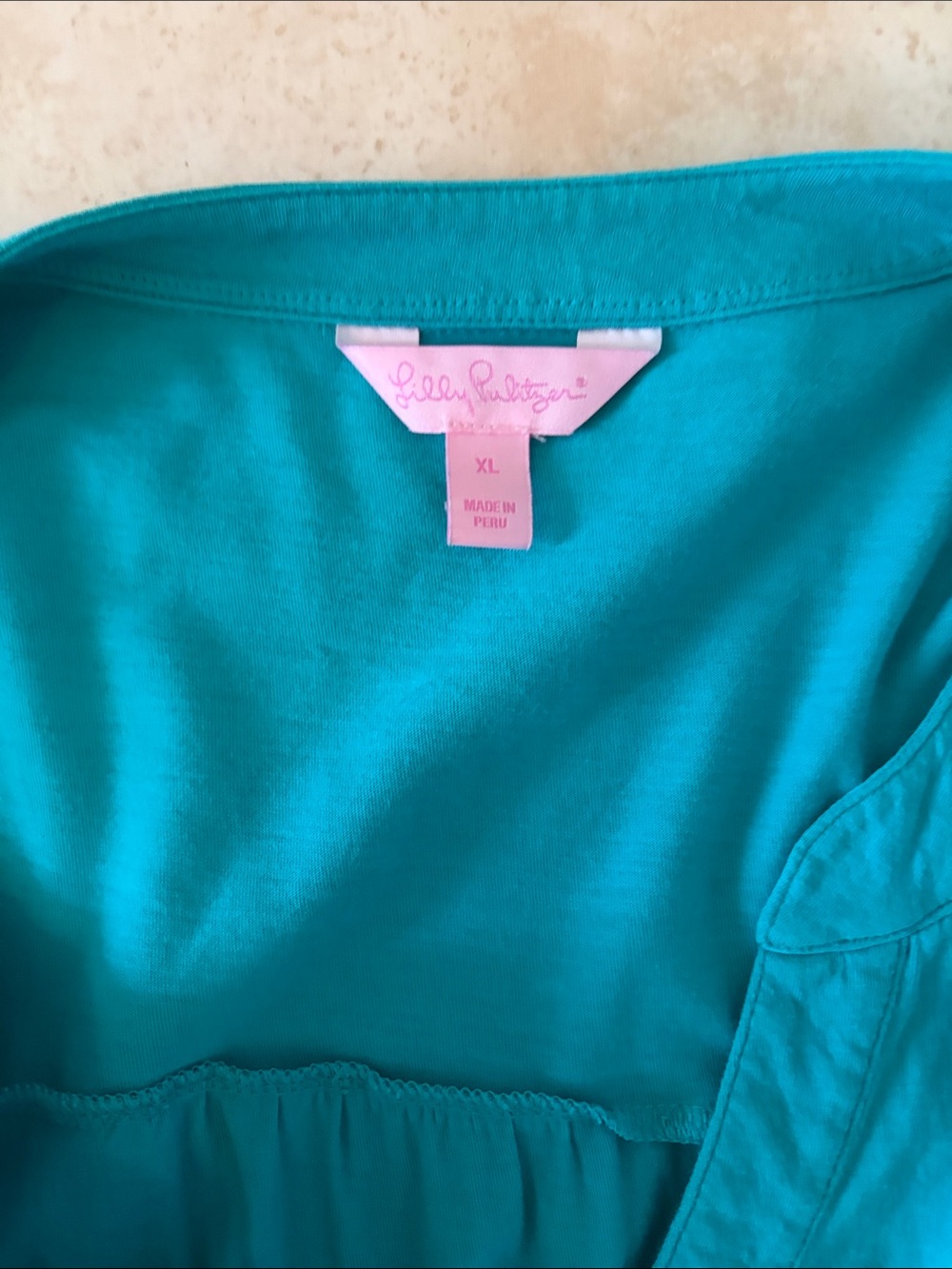 Lilly Pulitzer Teal Long Sleeve V-Neck Shirt Dress - Picture 2 of 3